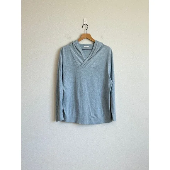 Pure Jill Cotton Cashmere Blend Hooded Sweater Quiet Luxury Coastal Grandmother - Picture 2 of 7
